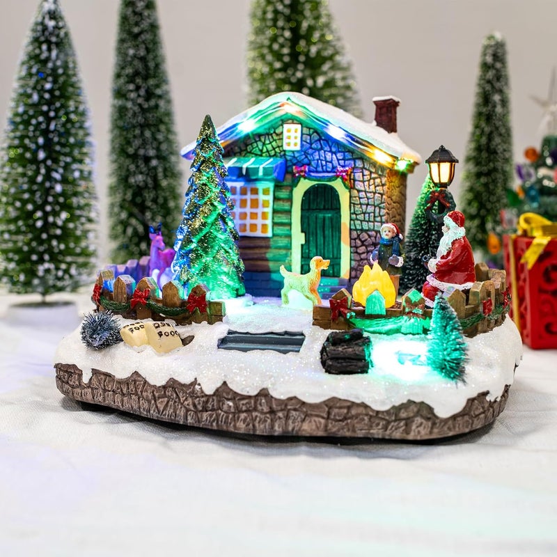FG Square Christmas Village Animated Santa's Getaway | Christmas House Collection Accessories Figurines for Decorations and Gift | Motion and Sound with Multicolor LED Lights - Image 2